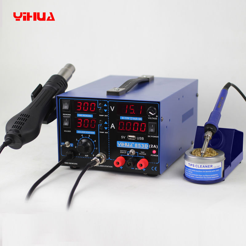 YIHUA 853D 2A 4 LED con el nuevo tipo estación que suelda de aire caliente de 5V USB de 3in1